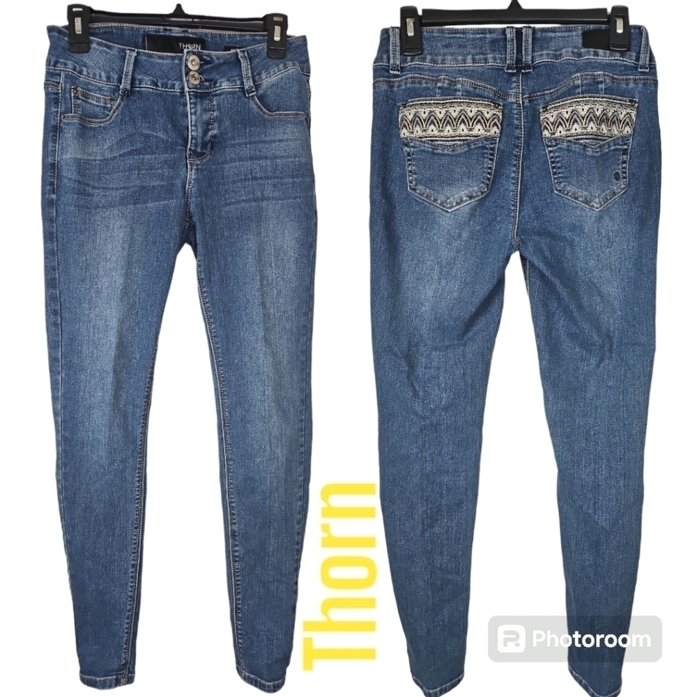Thorn Mid Rise Skinny Stretch No Muffin Top Band 6 Jeans EUC